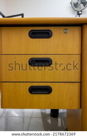 Brown office desk drawer background in the office