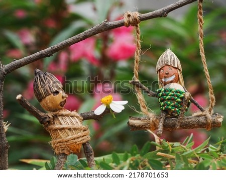 selective focus on toys in the garden photography