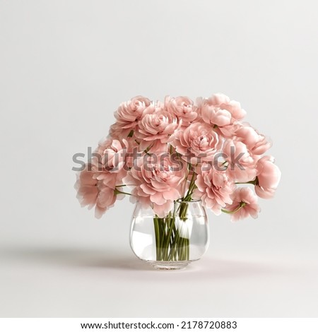3d illustration of decorative flower vase inside isolated on white background
