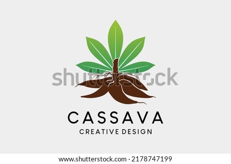 Cassava logo design with cassava leaves in creative concept Royalty-Free Stock Photo #2178747199