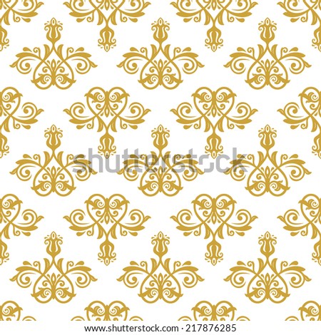 Damask vector floral pattern with arabesque and oriental elements. Seamless abstract wallpaper and background