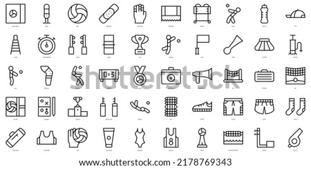Set of thin line volleyball Icons. Vector illustration