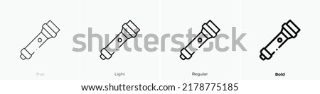flashlight icon. Thin, Light Regular And Bold style design isolated on white background