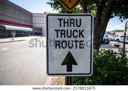 Thru Truck Route  Arrow Sign