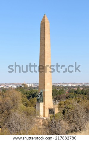 The Women's Memorial with a view of Bloemfontein, South Africa  Royalty-Free Stock Photo #217882780