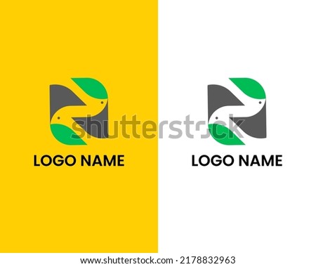 letter n with fish logo design template