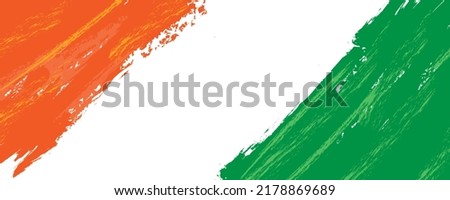 India Happy Independence Day celebration card with indian national flag brush stroke background design. Vector illustration. Vector illustration. Indian Independence Day concept background