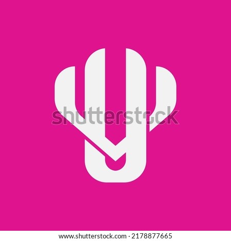 Monogram Logo, Initial letters U, V, UV or VU, Interlock, Modern, Sporty, White Color on Pink Background