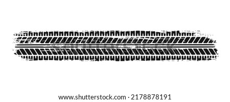 Auto tire tread grunge element. Car and motorcycle tire pattern, wheel tyre tread track. Black tyre print. Vector illustration isolated on white background. Royalty-Free Stock Photo #2178878191