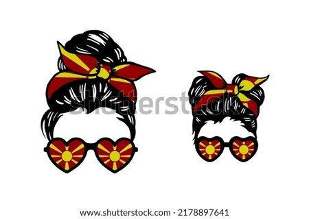 Family clip art in colors of national flag on white background. Macedonia