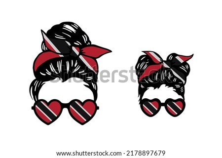 Family clip art in colors of national flag on white background. Trinidad and Tobago