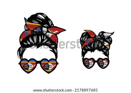Family clip art in colors of national flag on white background. Swaziland