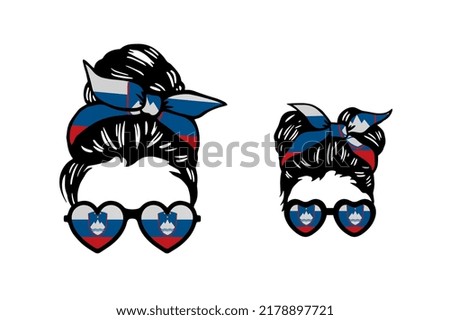Family clip art in colors of national flag on white background. Slovenia