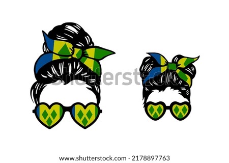 Family clip art in colors of national flag on white background. Saint Vincent and the Grenadines