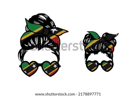 Family clip art in colors of national flag on white background. Saint Kitts and Nevis