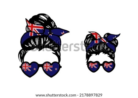 Family clip art in colors of national flag on white background. New Zealand