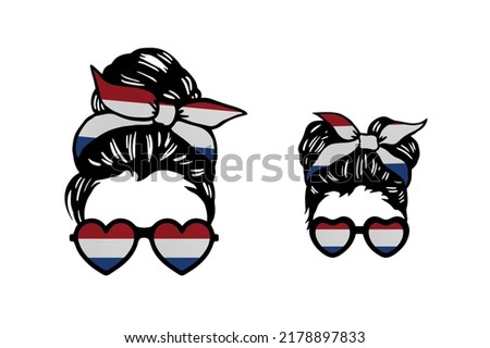 Family clip art in colors of national flag on white background. Netherlands