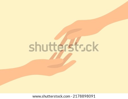 Two hands reach towards each other. Support and helping hand concept. Vector illustration Royalty-Free Stock Photo #2178898091
