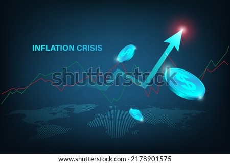 Economy and stock market business and financial background concept. Inflation crisis. Vector illustration design. Royalty-Free Stock Photo #2178901575