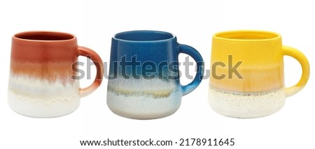 High detailed of colorful cups isolated on white background Royalty-Free Stock Photo #2178911645