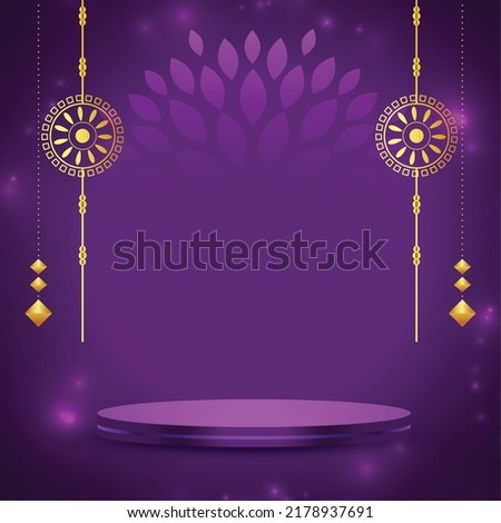 indian festival raksha bandhan purple background with 3d podium  Royalty-Free Stock Photo #2178937691