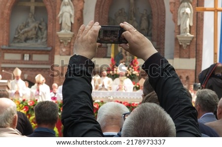 Pilgrimage of men and young people to the Sanctuary of Mary, Mother of Love and Social Justice in Piekary Slaskie. Professional photography and filming and amateur "as a souvenir"