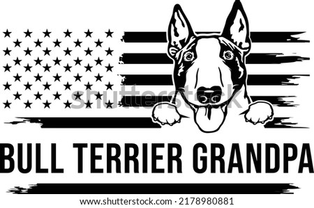 Bull Terrier Dog Grandpa pet lover vintage flag EPS vector art
