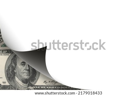 Finance and economics template. A picture of a dollar bill under an open digital page. Mock up with copy space. The concept of banking, stock trading and investment.