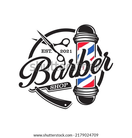 Vintage Barbershop Logo Vector Template Royalty-Free Stock Photo #2179024709