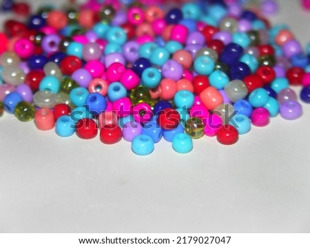 Mix of multi-colored beads.
