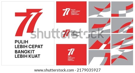 Anniversary Logo of Republic of Indonesia Independence. 77 Years of Independence of Republic of Indonesia. Icon, Elements and Pattern. Royalty-Free Stock Photo #2179035927