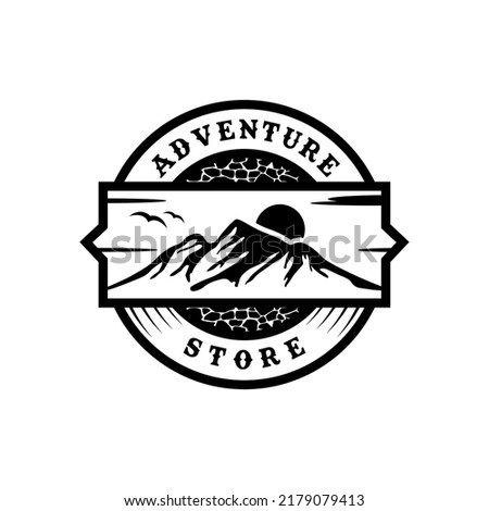 Mountain View Label Emblem Badge For Outdoor Adventure Gear Equipment Store Logo