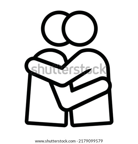 Hug, hugging or kiss line art vector icon for apps and websites