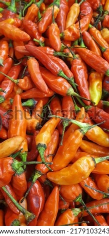 Close up picture of fresh chili in traditional market