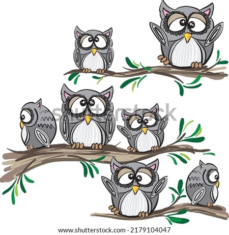 owl graphic brush stroke vector doodle illustration