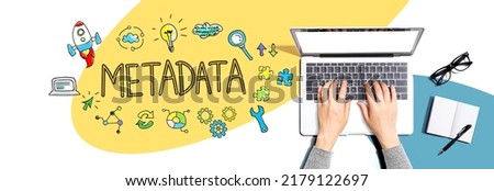 Metadata with person using a laptop computer