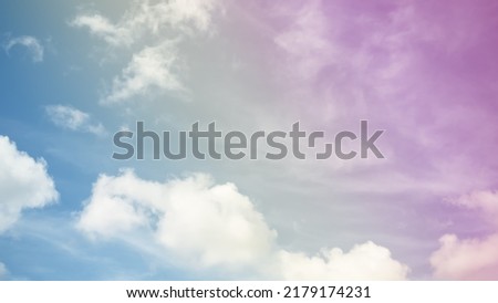 Purple sun and Cloud Sky Pastel Background. wallpaper Rainbow colored. card or poster sweet gradient backdrop free space for add text or products presentation. Travel Tropical Summer Holidays concept.