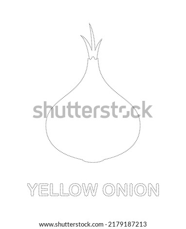 Yellow Onion tracing worksheet for kids