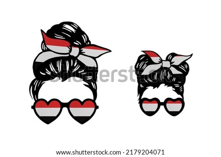 Family clip art in colors of national flag on white background. Yemen