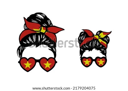Family clip art in colors of national flag on white background. Vietnam
