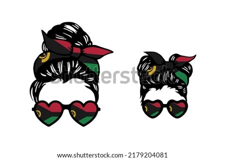 Family clip art in colors of national flag on white background. Vanuatu