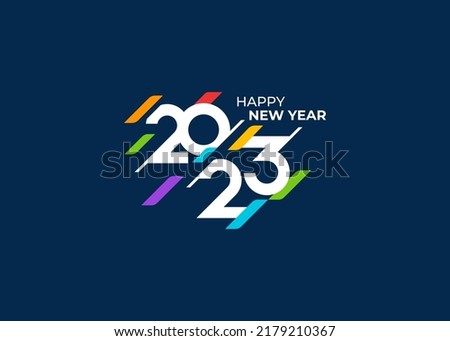 Happy New Year 2023 Greeting banner logo design illustration, Creative and Colorful 2023 new year vector Royalty-Free Stock Photo #2179210367