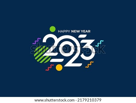 Happy New Year 2023 Greeting banner logo design illustration, Creative and Colorful 2023 new year vector Royalty-Free Stock Photo #2179210379