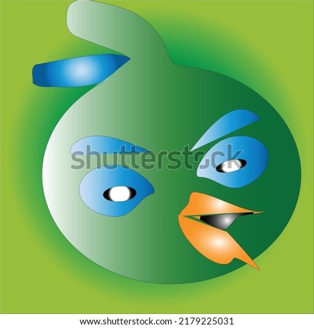 Angry mood greens color new cartoon bird art design.
green color mixing background.