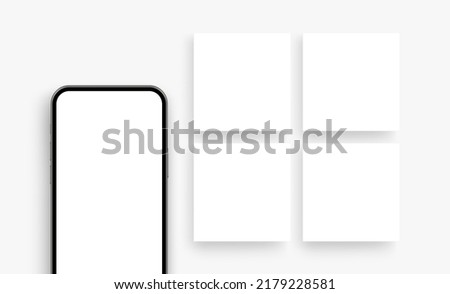 Smartphone Mockup with Blank Square Social Media Posts Template. Vector Illustration
