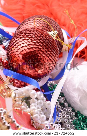 Christmas balls, new year decoration with pearls
