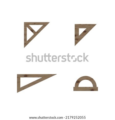 Set of wooden measuring rulers. 3D style, vector illustration.