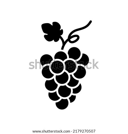 Grapes icon. Grapevine with leaf. Wine logo. Fruit pictogram. Vector illustration isolated. Royalty-Free Stock Photo #2179270507