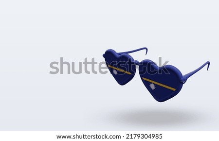 3d sunglasses love Nauru flag rendering right view