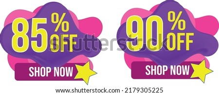 Discount 3d banner shape tags. Special offer speech bubbles. Sale coupon price tag icon. Ribbon banner with 5 and 10 percent discount offer. Sale price tag message. Promotion dialog balloon.